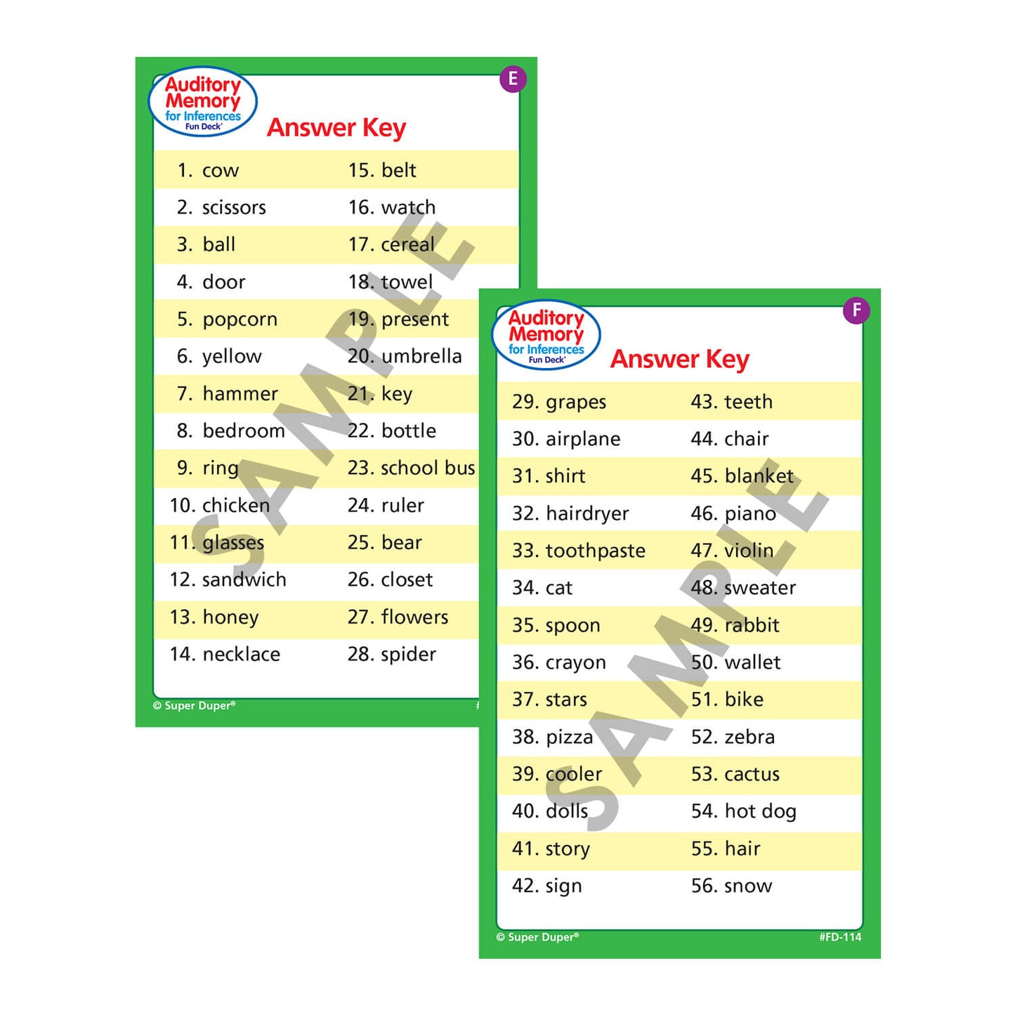 Auditory Memory for Inferences Fun Deck