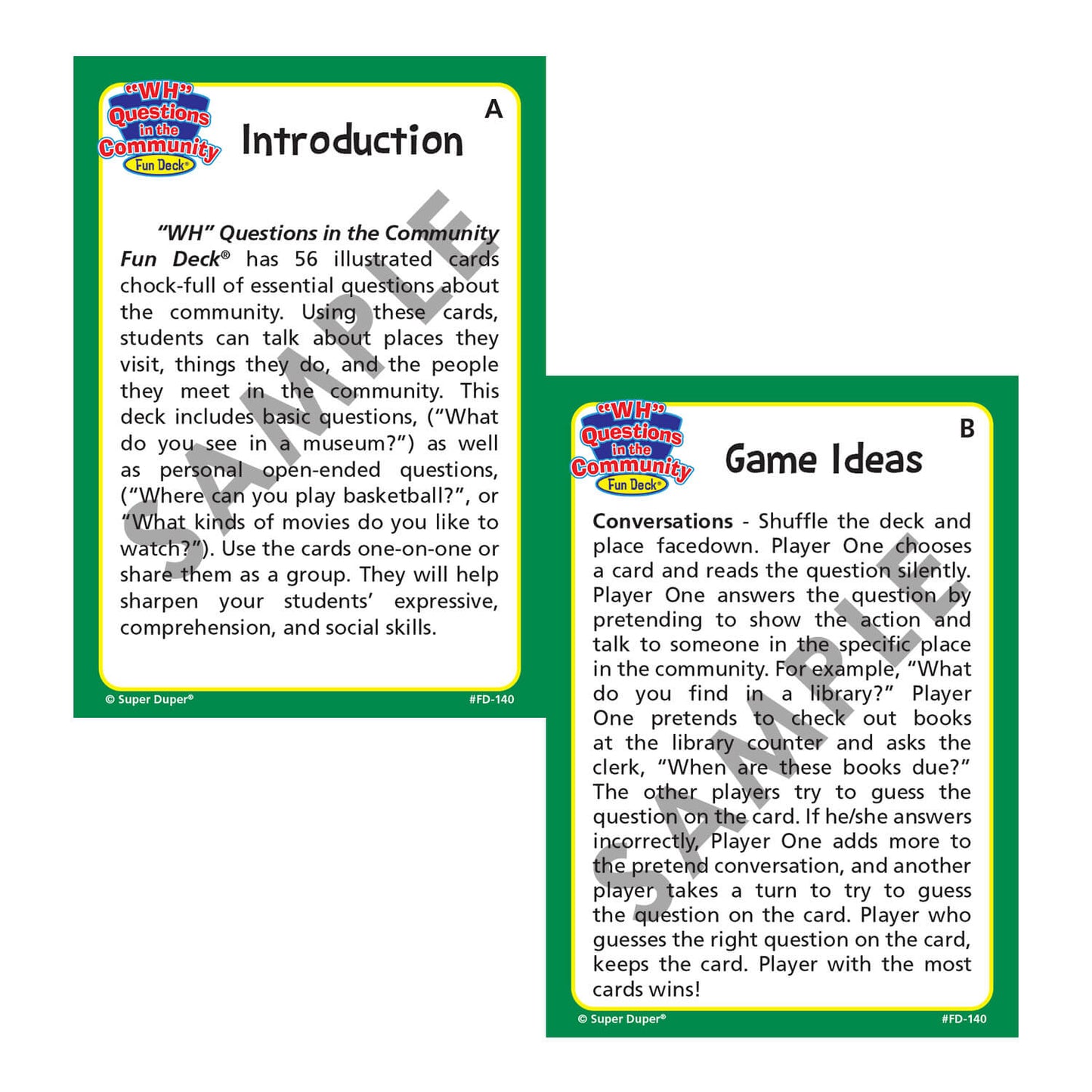 WH Questions in the Community Fun Deck