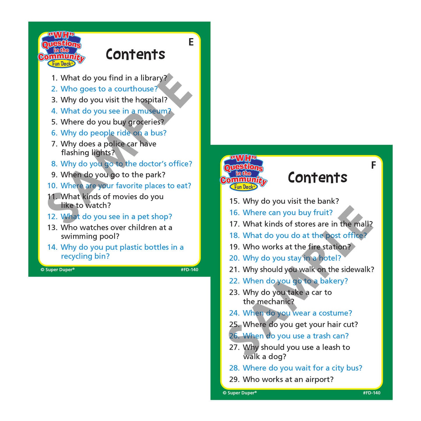 WH Questions in the Community Fun Deck