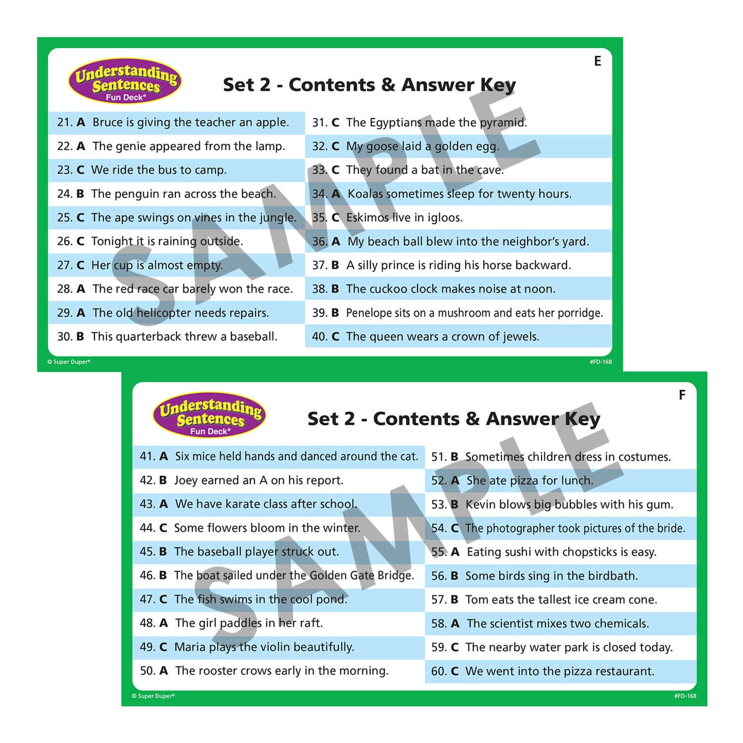 Understanding Sentences Fun Deck