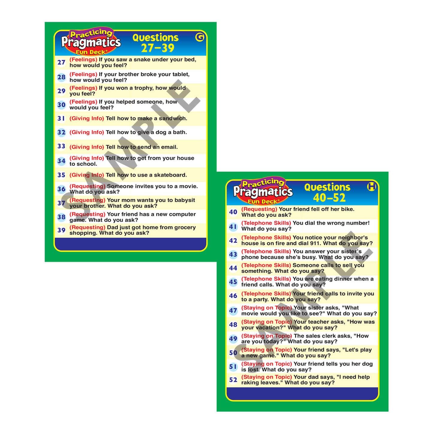 Practicing Pragmatics Fun Deck