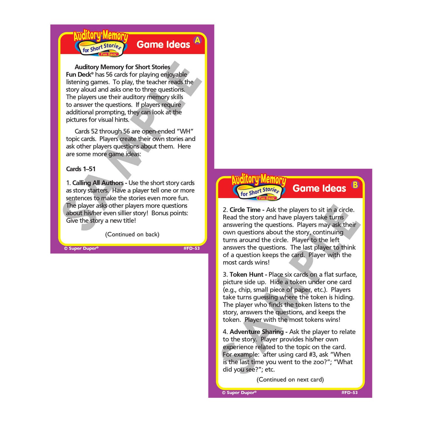 Auditory Memory for Short Stories Fun Deck