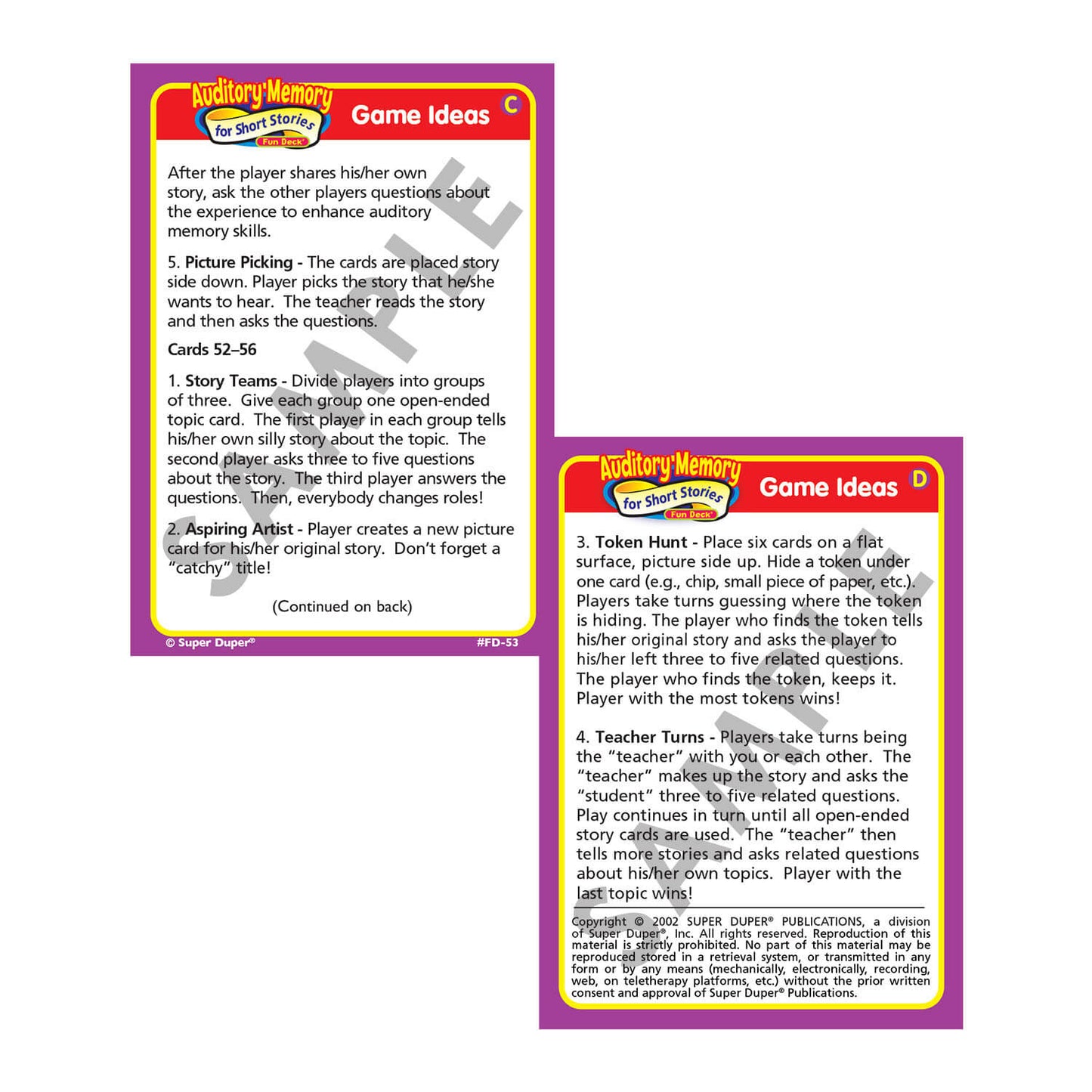 Auditory Memory for Short Stories Fun Deck