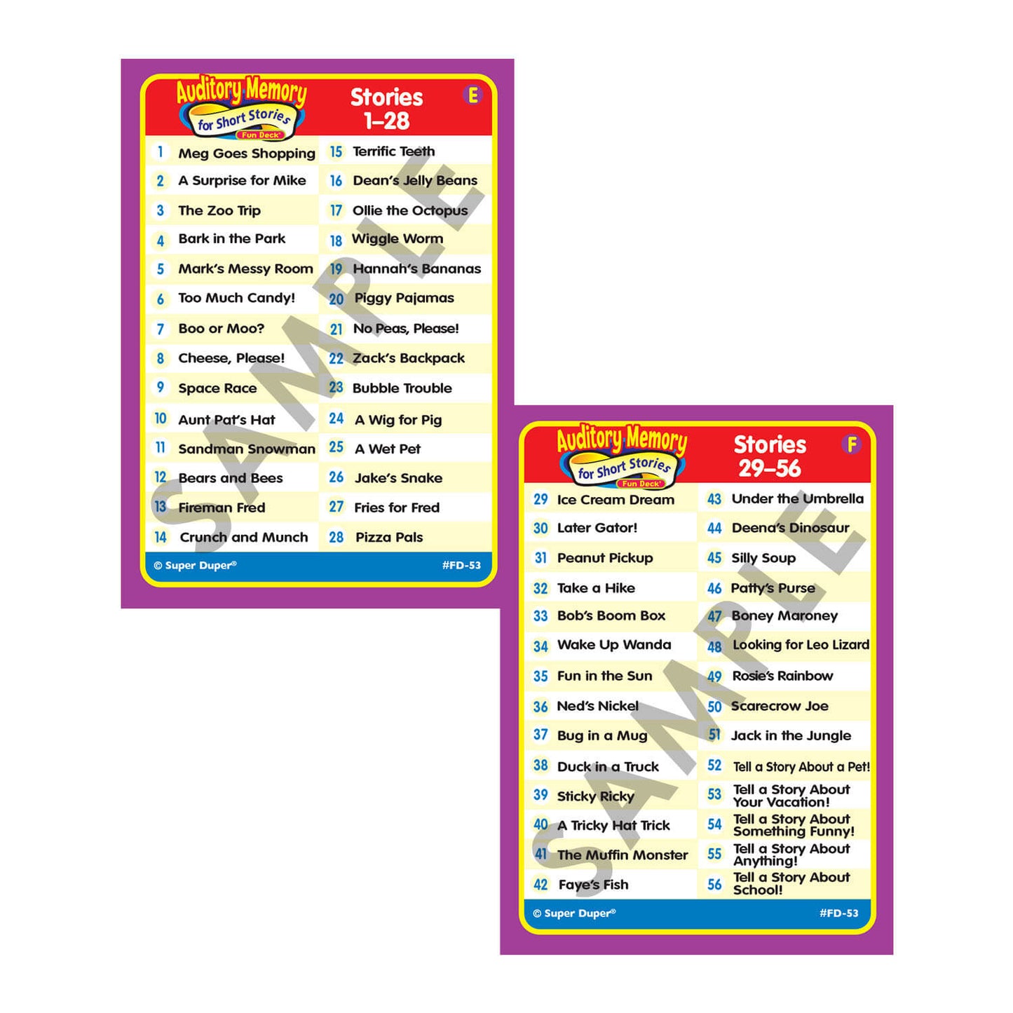 Auditory Memory for Short Stories Fun Deck