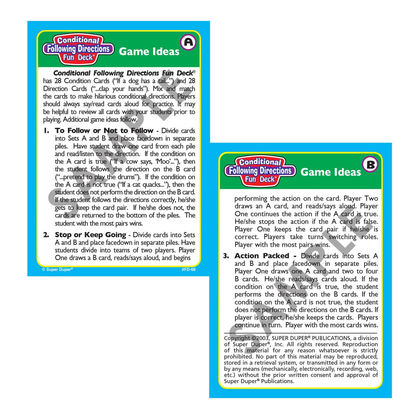 Conditional Following Directions Fun Deck