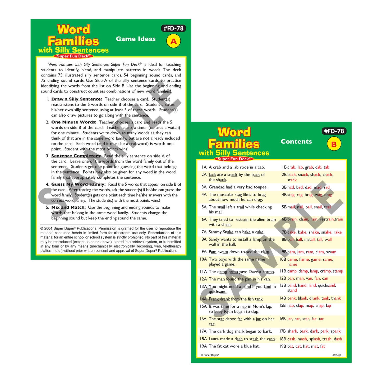 Word Families with Silly Sentences Super Fun Deck