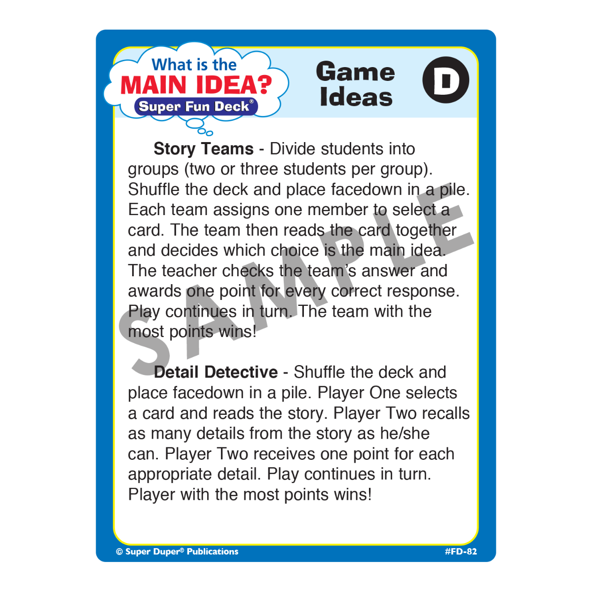 What Is The Main Idea? Super Fun Deck with Super Duper Secret Decoder