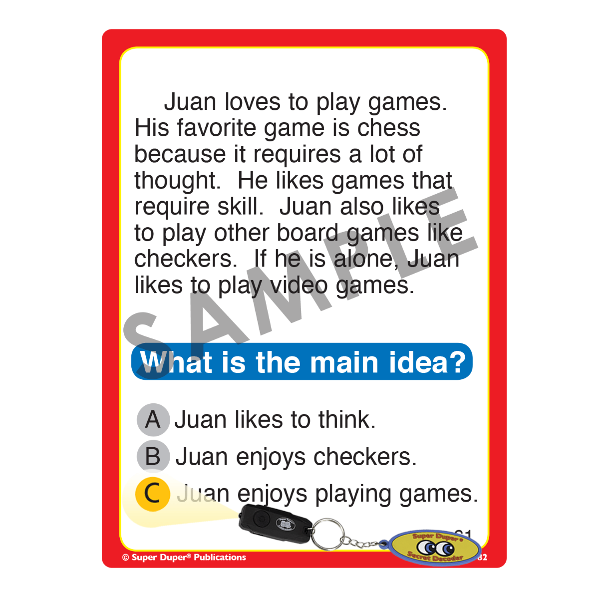 What Is The Main Idea? Super Fun Deck with Super Duper Secret Decoder