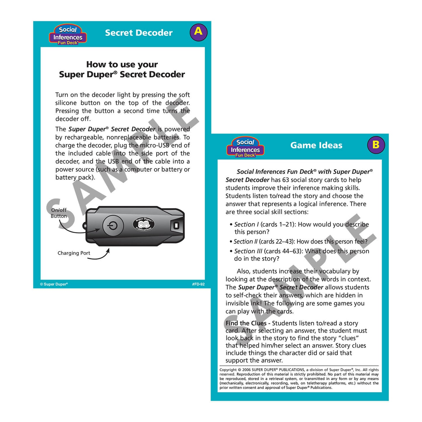 Social Inferences Fun Deck with Super Duper Secret Decoder