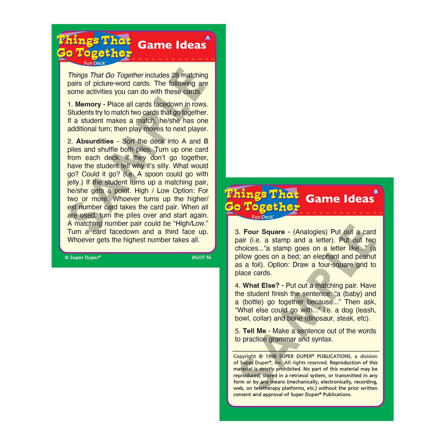Things That Go Together Fun Deck