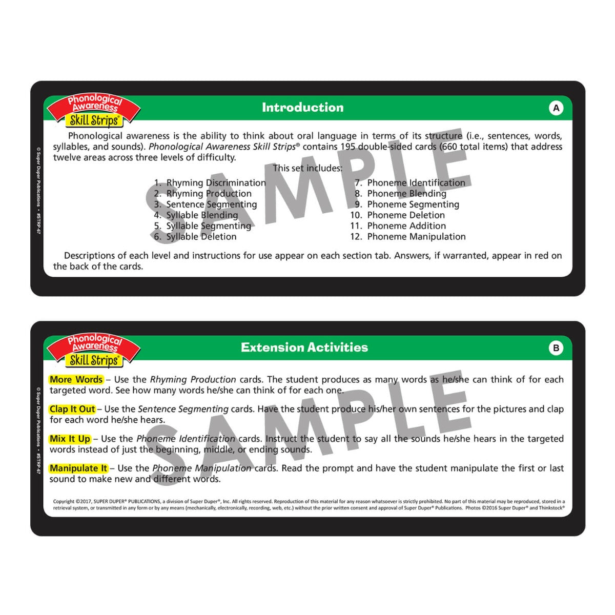 Phonological Awareness Skill Strips