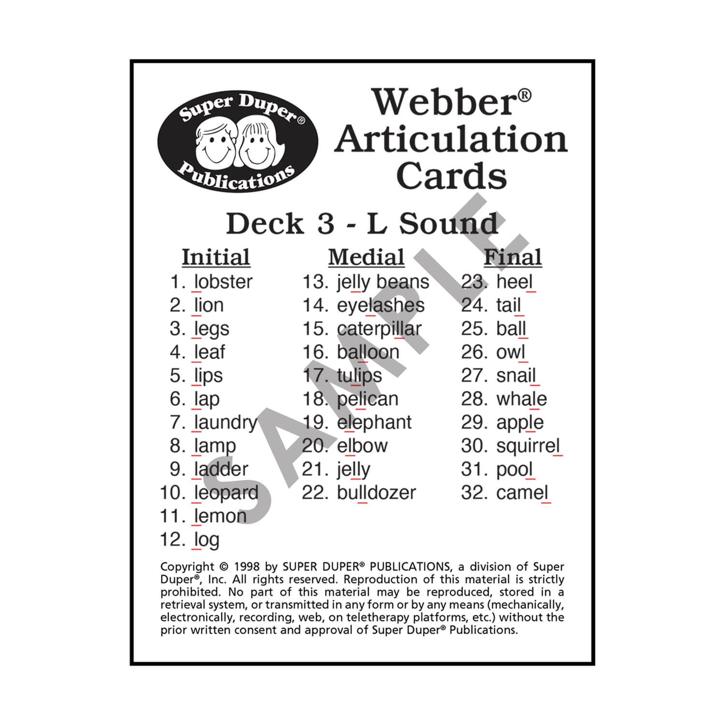 Webber Articulation Cards Bundle I (S, R, L, Z, S Blends, R Blends, L Blends)