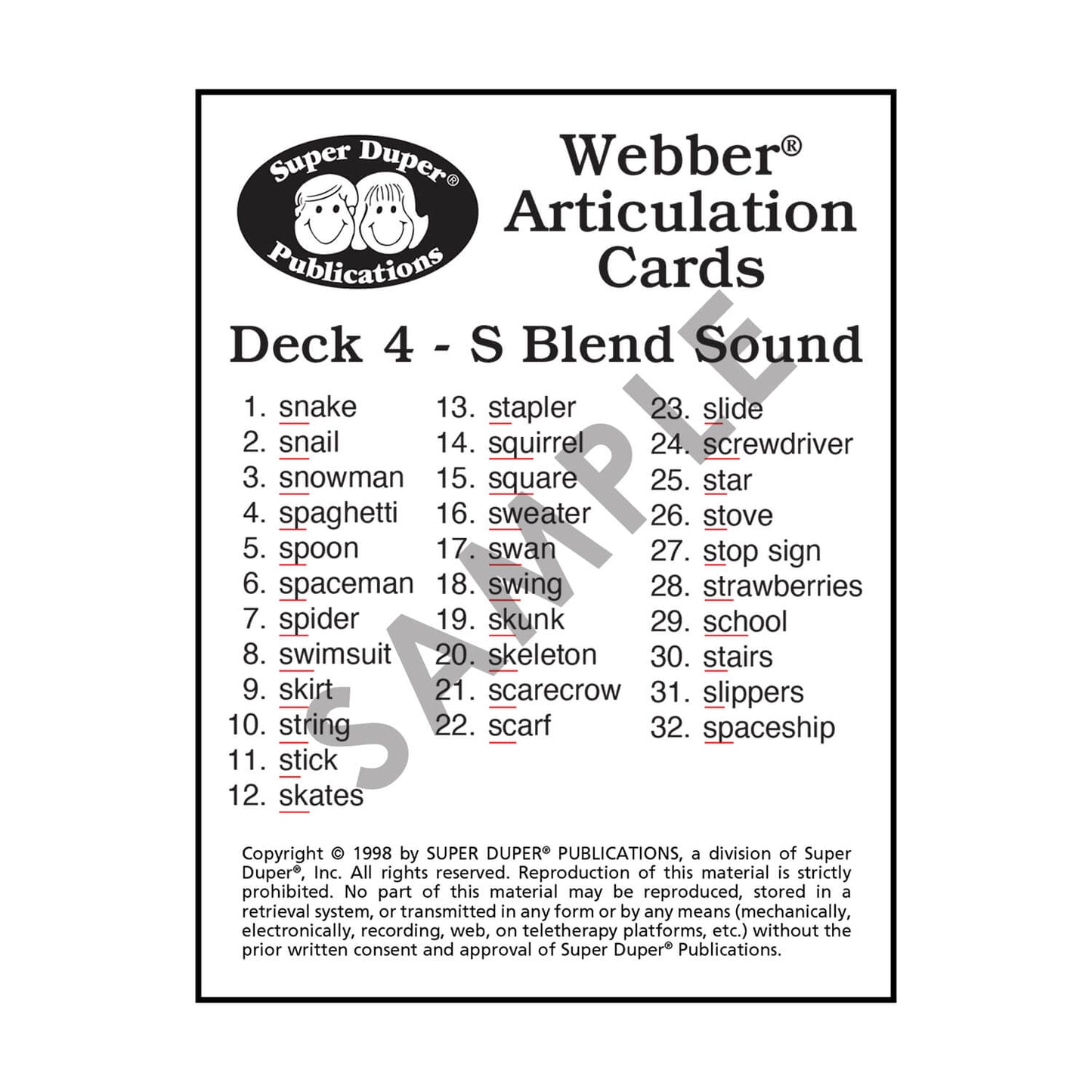 Webber Articulation Cards Bundle I (S, R, L, Z, S Blends, R Blends, L Blends)