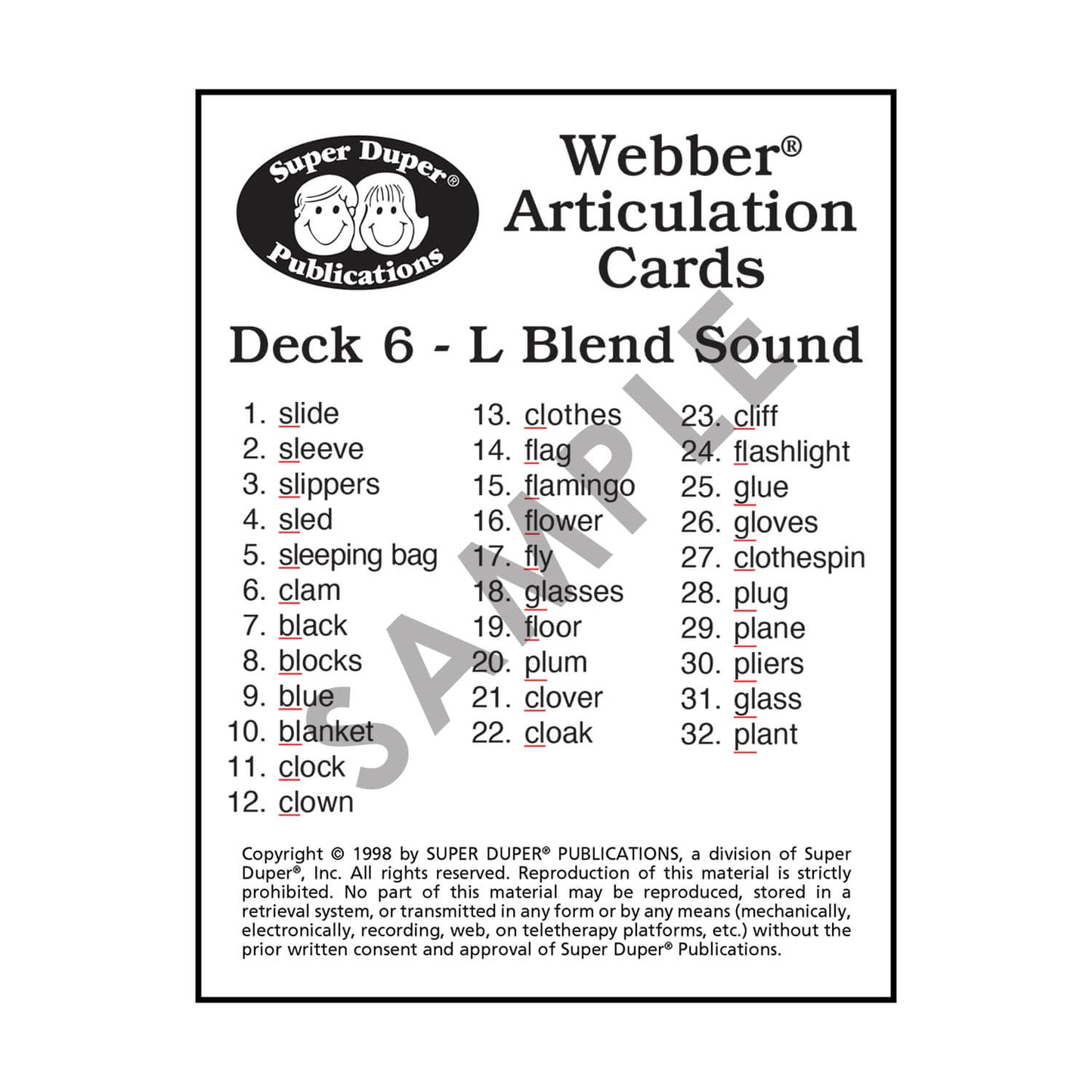 Webber Articulation Cards Bundle I (S, R, L, Z, S Blends, R Blends, L Blends)