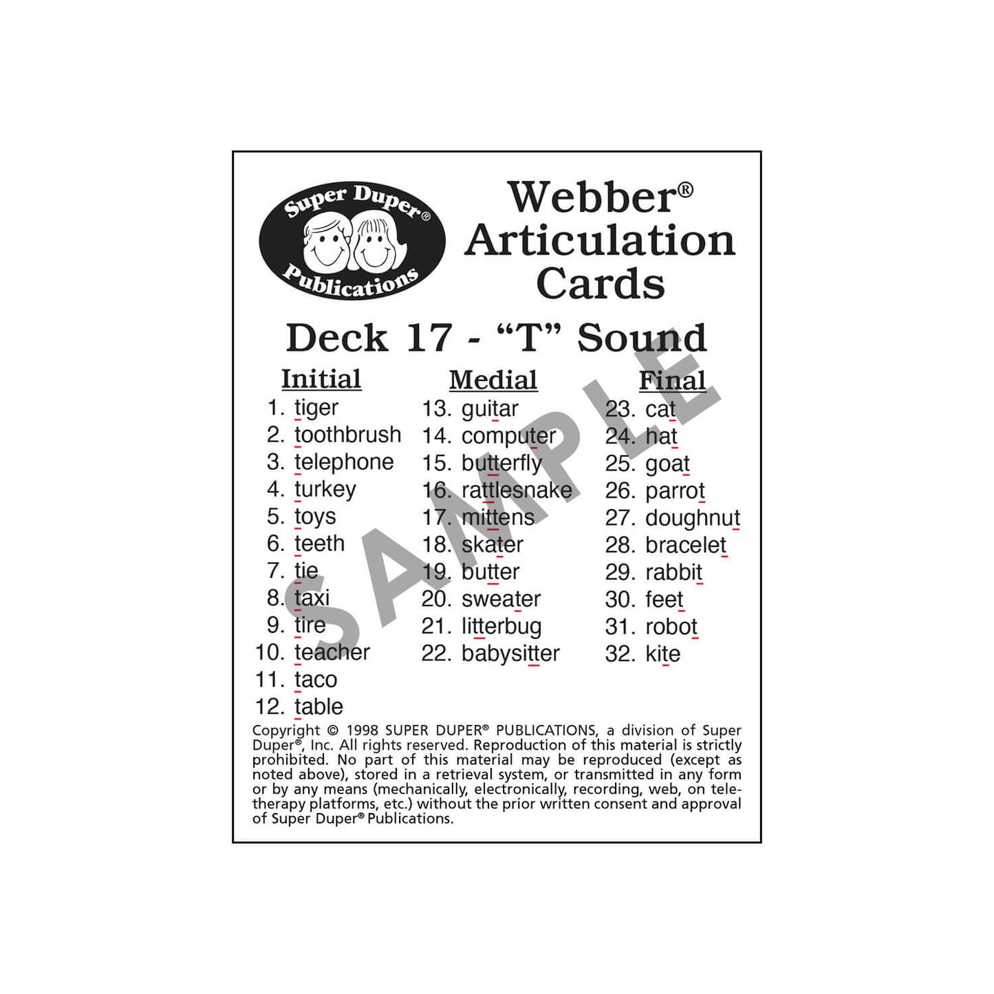 Webber Articulation Cards Bundle III (P, B, T, D, M, J and Animal Pairs)