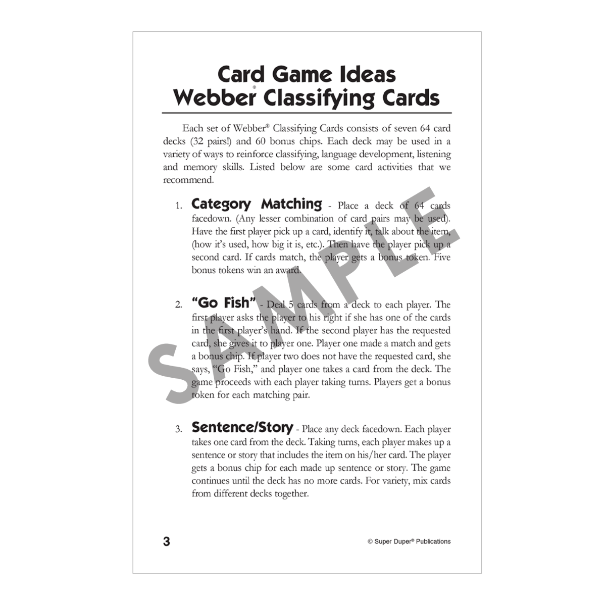 Webber Classifying Cards (7-Deck Set)