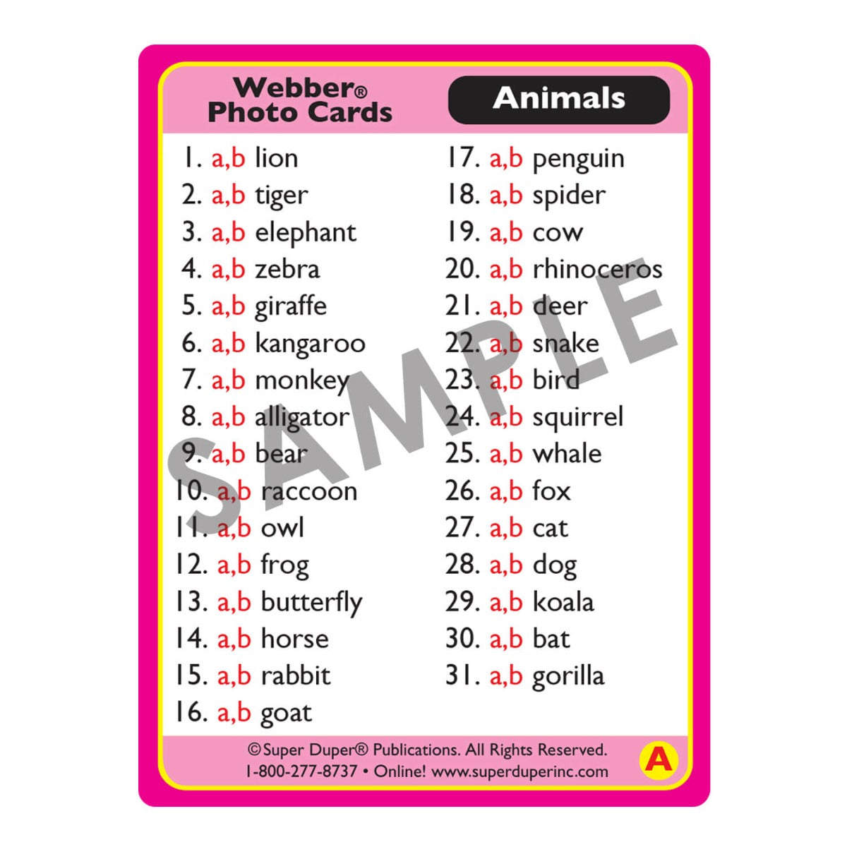 Webber Photo Cards - Animals