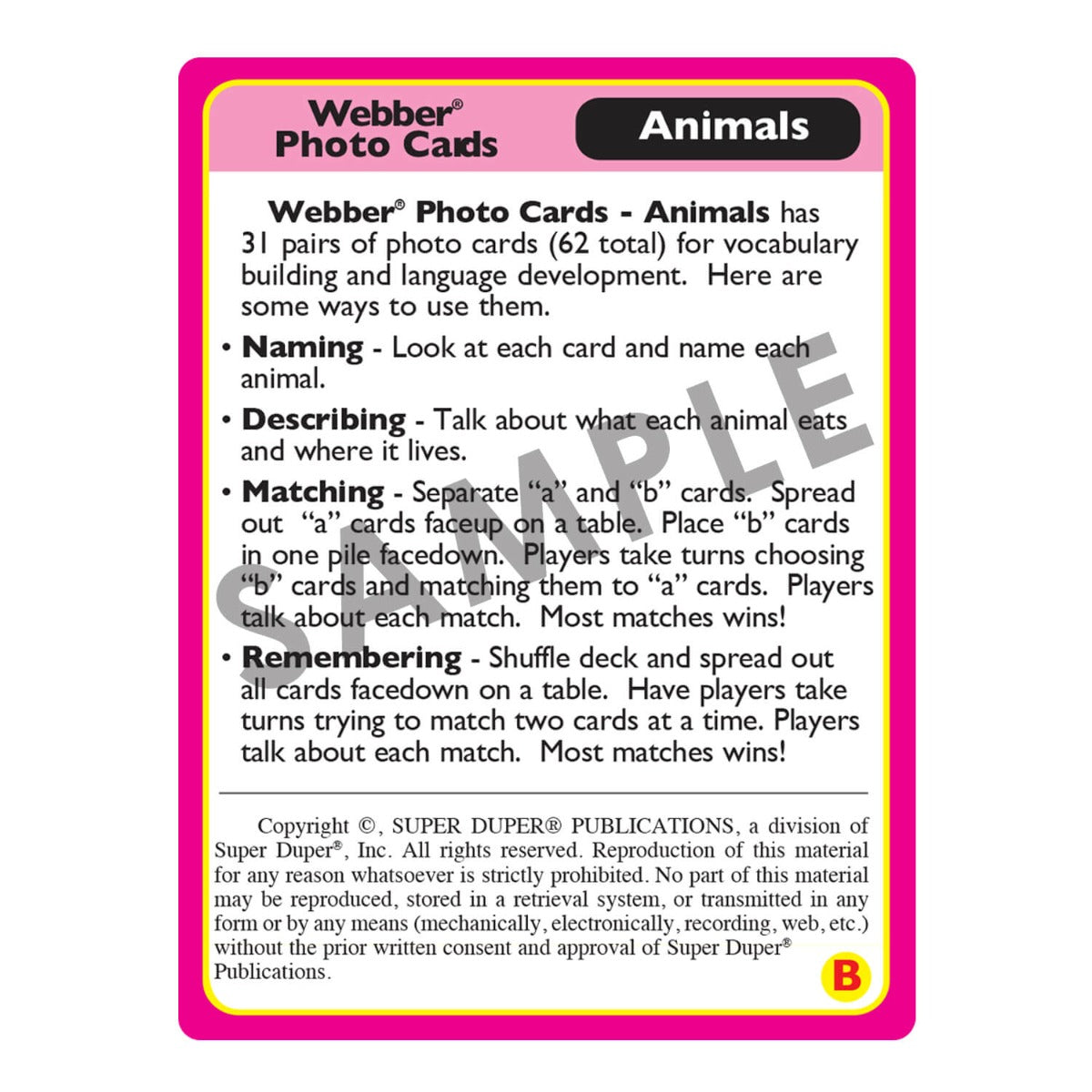 Webber Photo Cards - Animals