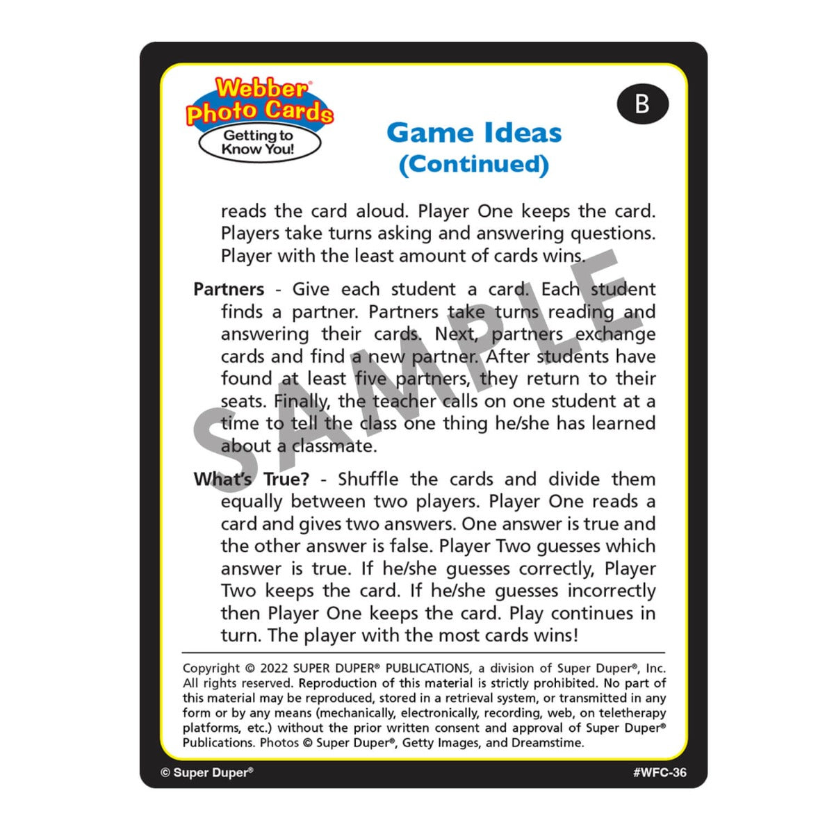 Webber Photo Cards - Getting To Know You