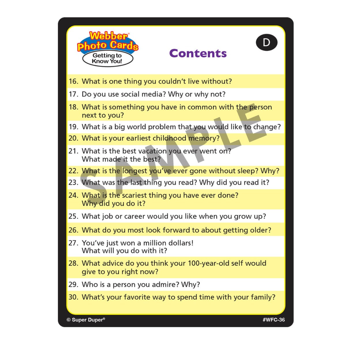 Webber Photo Cards - Getting To Know You