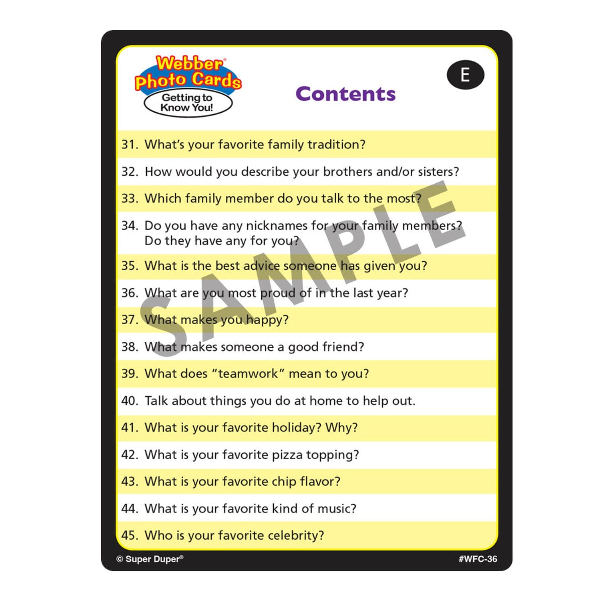 Webber Photo Cards - Getting To Know You