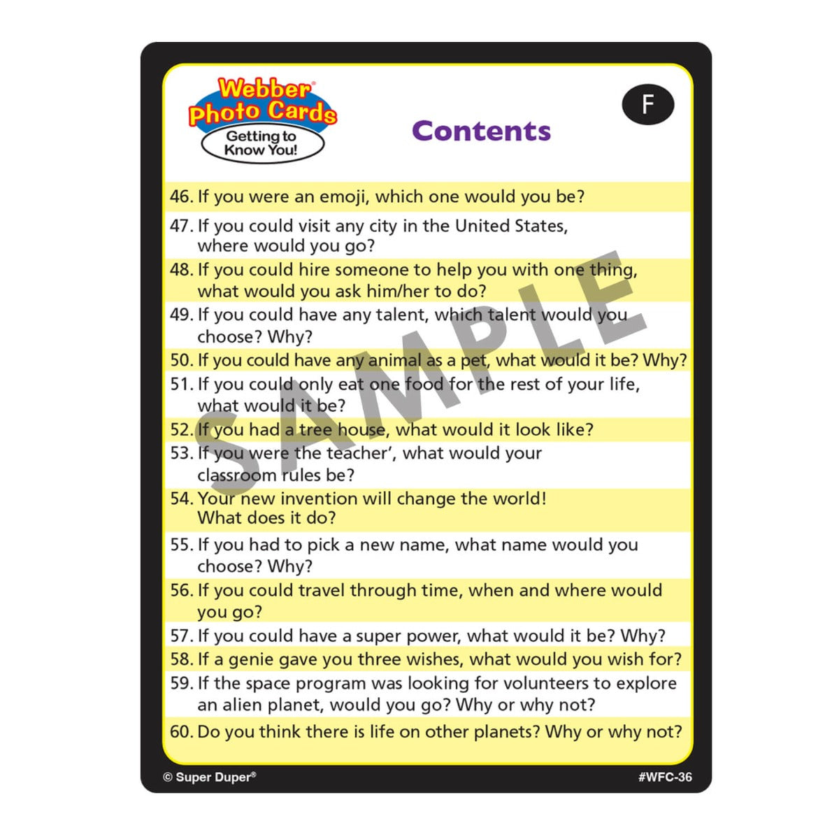 Webber Photo Cards - Getting To Know You