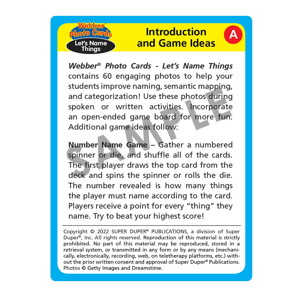 Webber Photo Cards - Let's Name Things