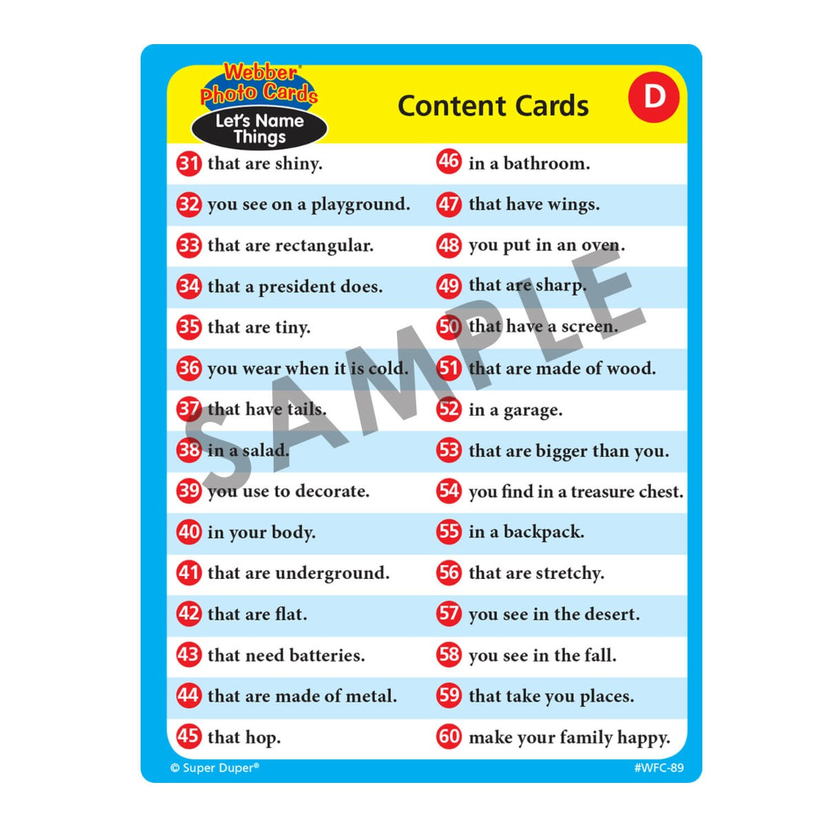 Webber Photo Cards - Let's Name Things