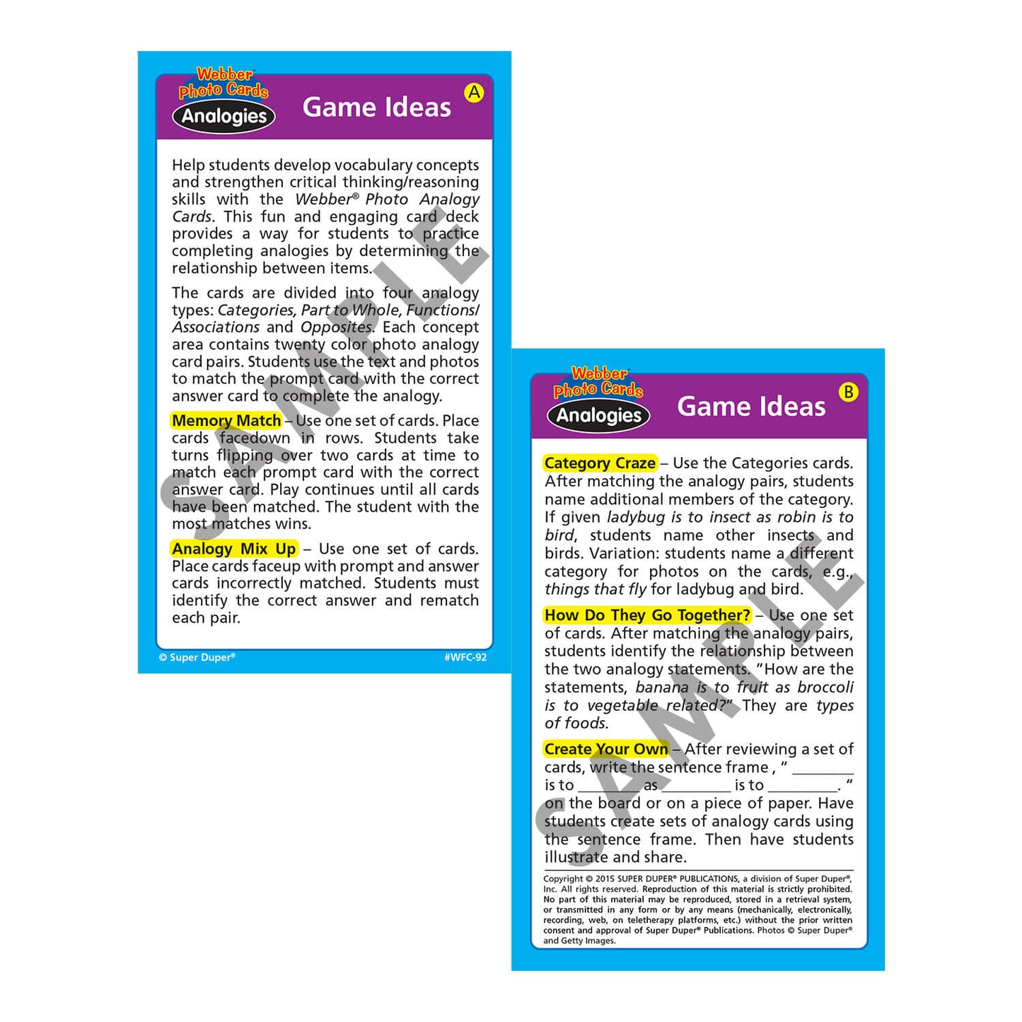 Webber Photo Analogies Cards